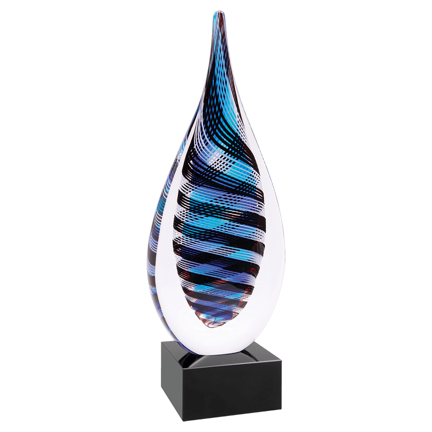 Blue, White & Black Twisted Rain Drop - 12"