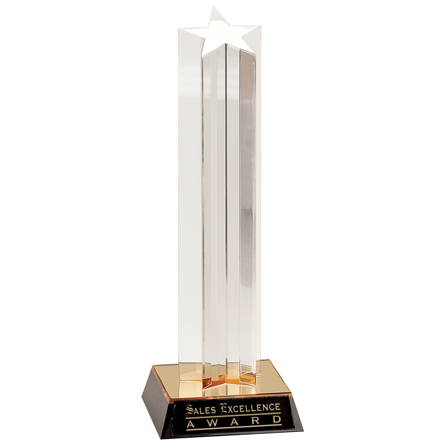 Clear Single Star Column Acrylic with Gold/Black Base - 11"