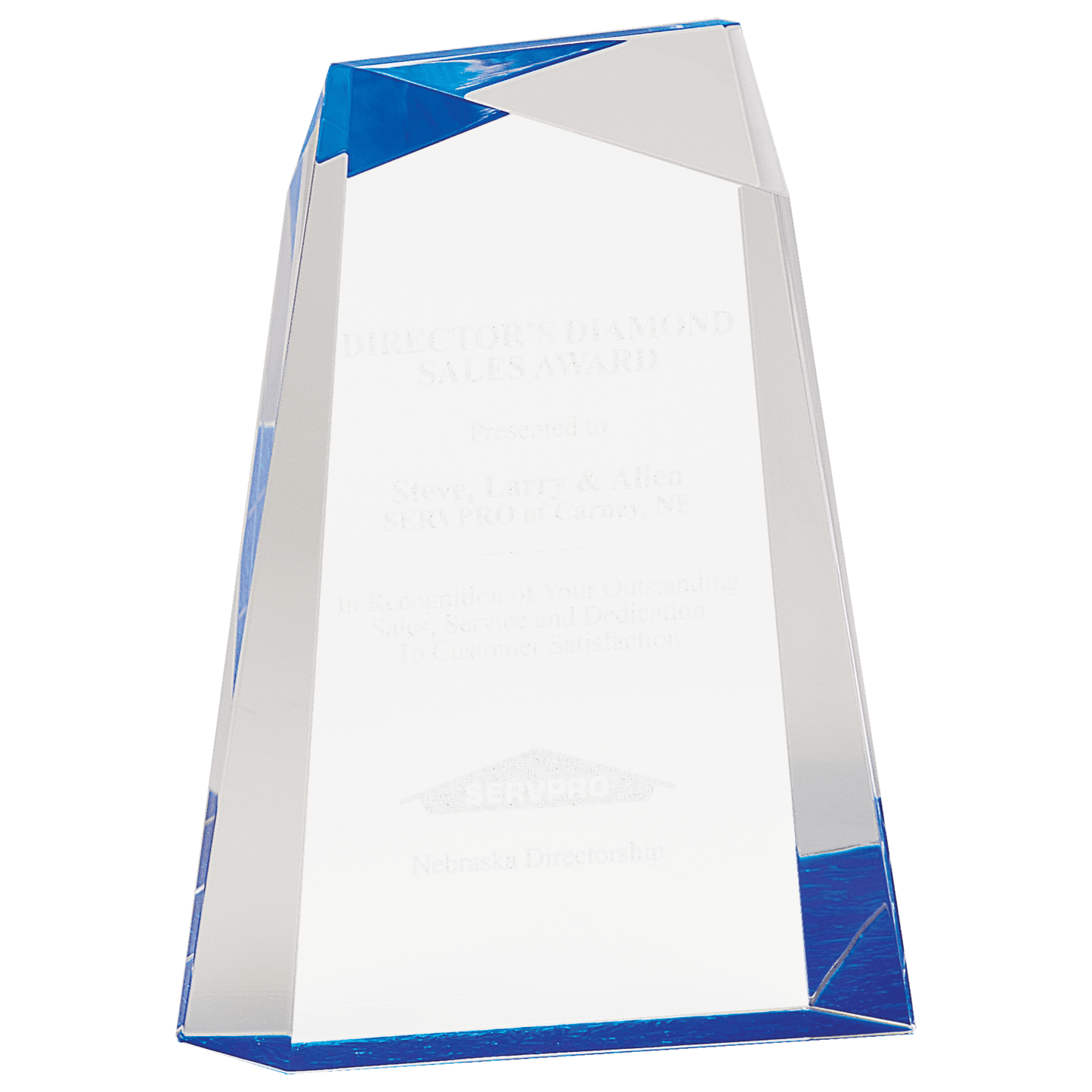 Blue Facet Wedge Acrylic - 7"