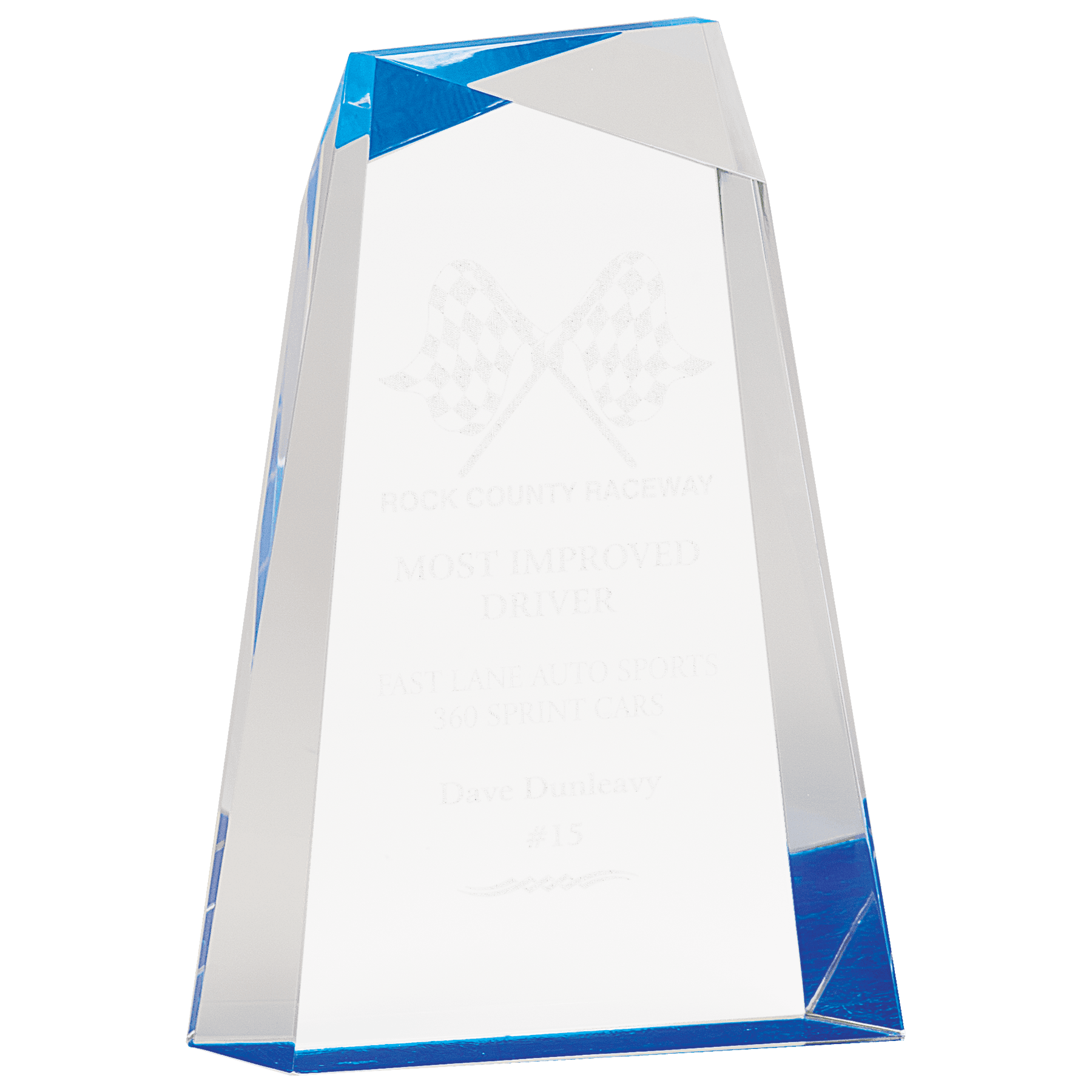 Blue Facet Wedge Acrylic - 8"