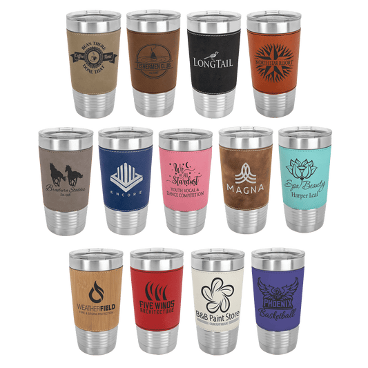 Polar Camel 20 oz. Laserable Leatherette Tumbler with Clear Lid