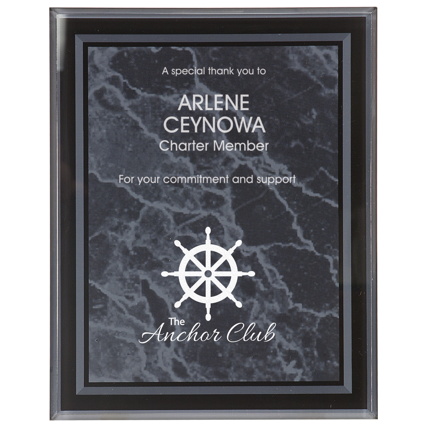 7" x 9" Black Marble Border Clear-Plaq Acrylic