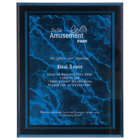 Blue Marble Border Clear-Plaq Acrylic - 8" x 10"