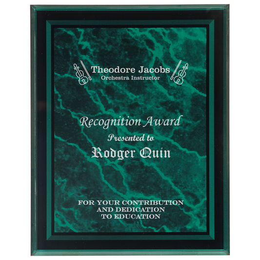 8" x 10" Green Marble Border Clear-Plaq Acrylic
