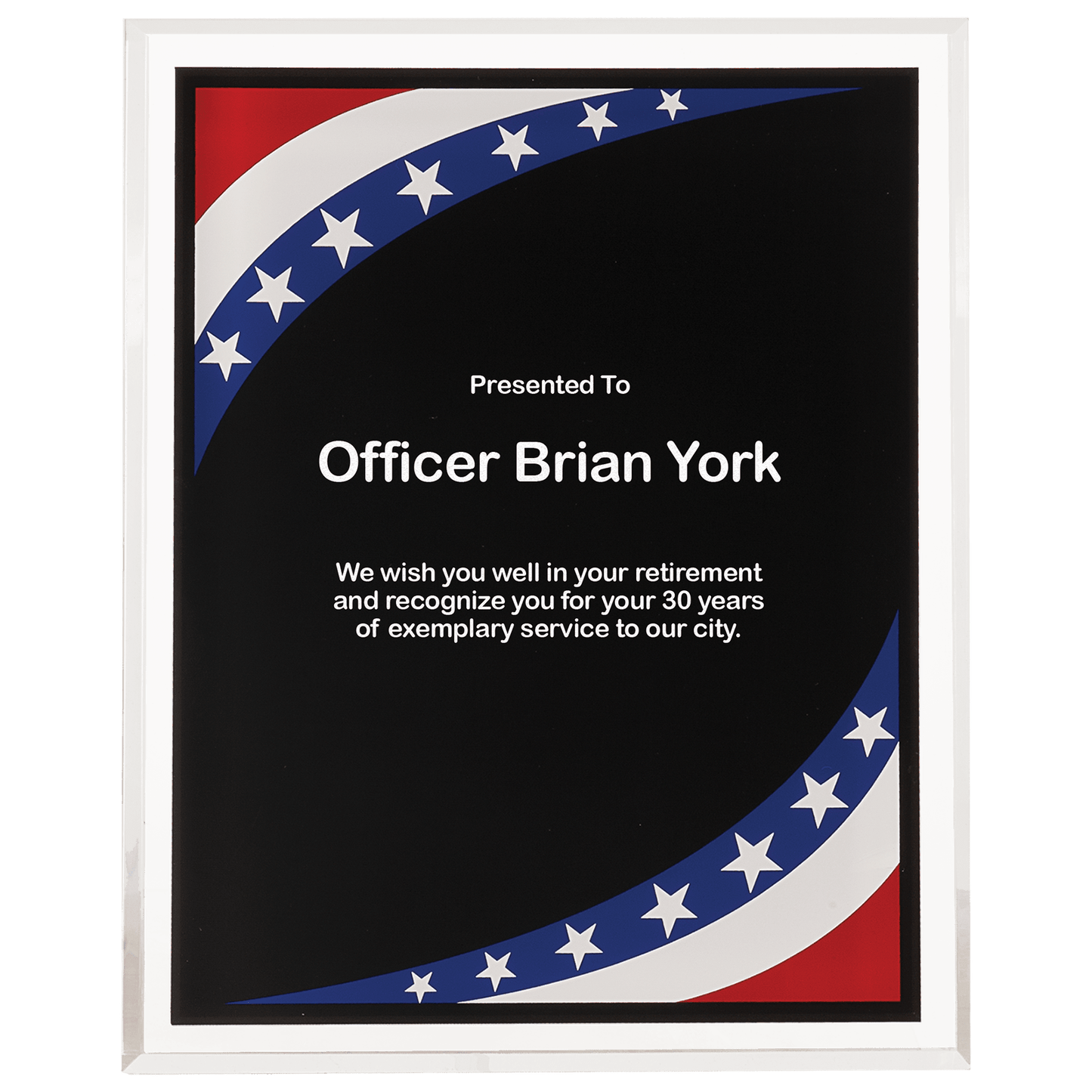 8" x 10" Stars & Stripes Border Clear-Plaq Acrylic