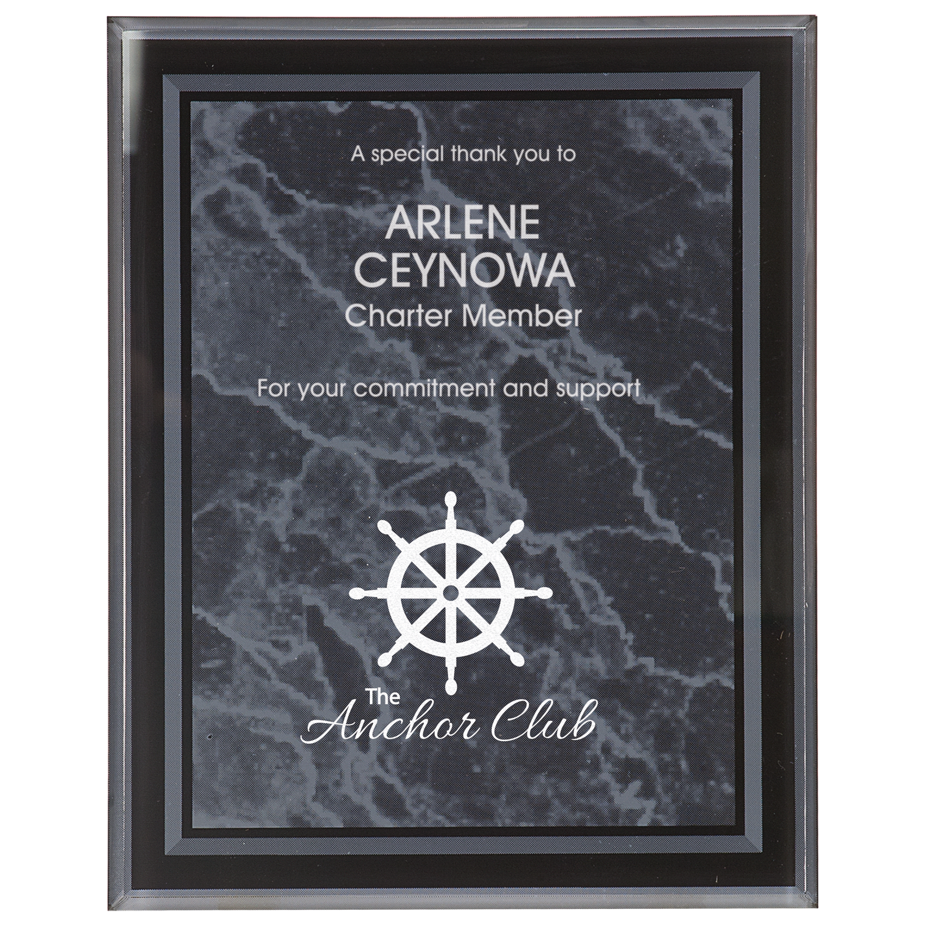 9" x 11" Black Marble Border Clear-Plaq Acrylic