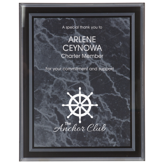 Black Marble Border Clear-Plaq Acrylic - 9" x 11"