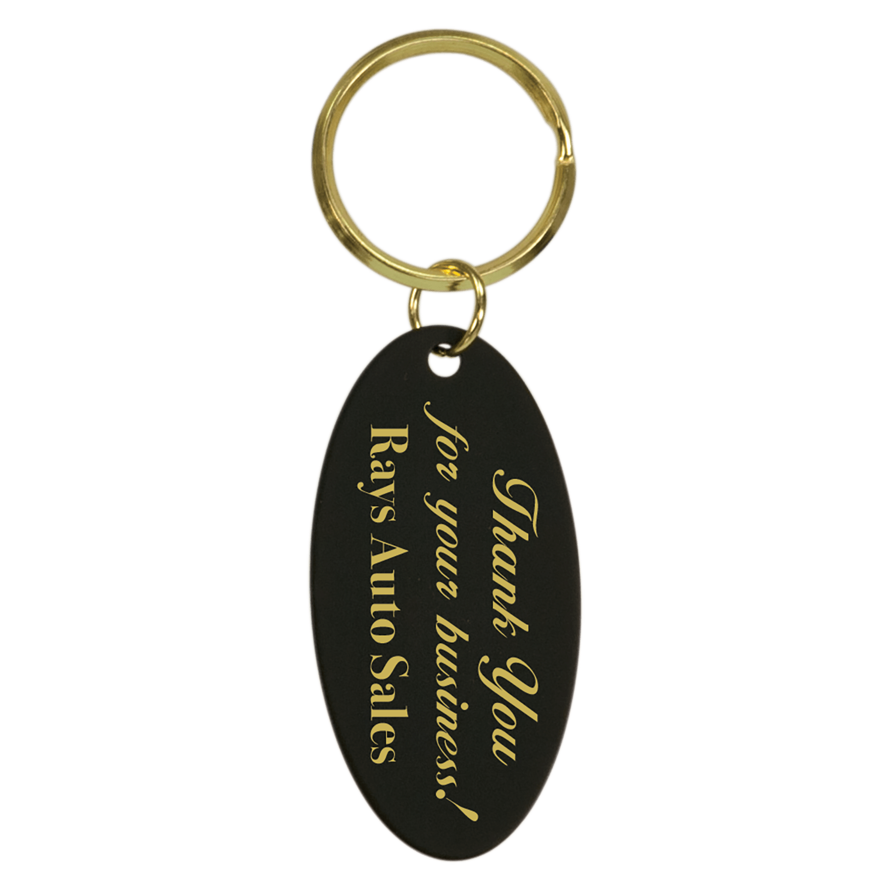 Black Oval Brass Keychain - 1 1/4" x 2 1/2"