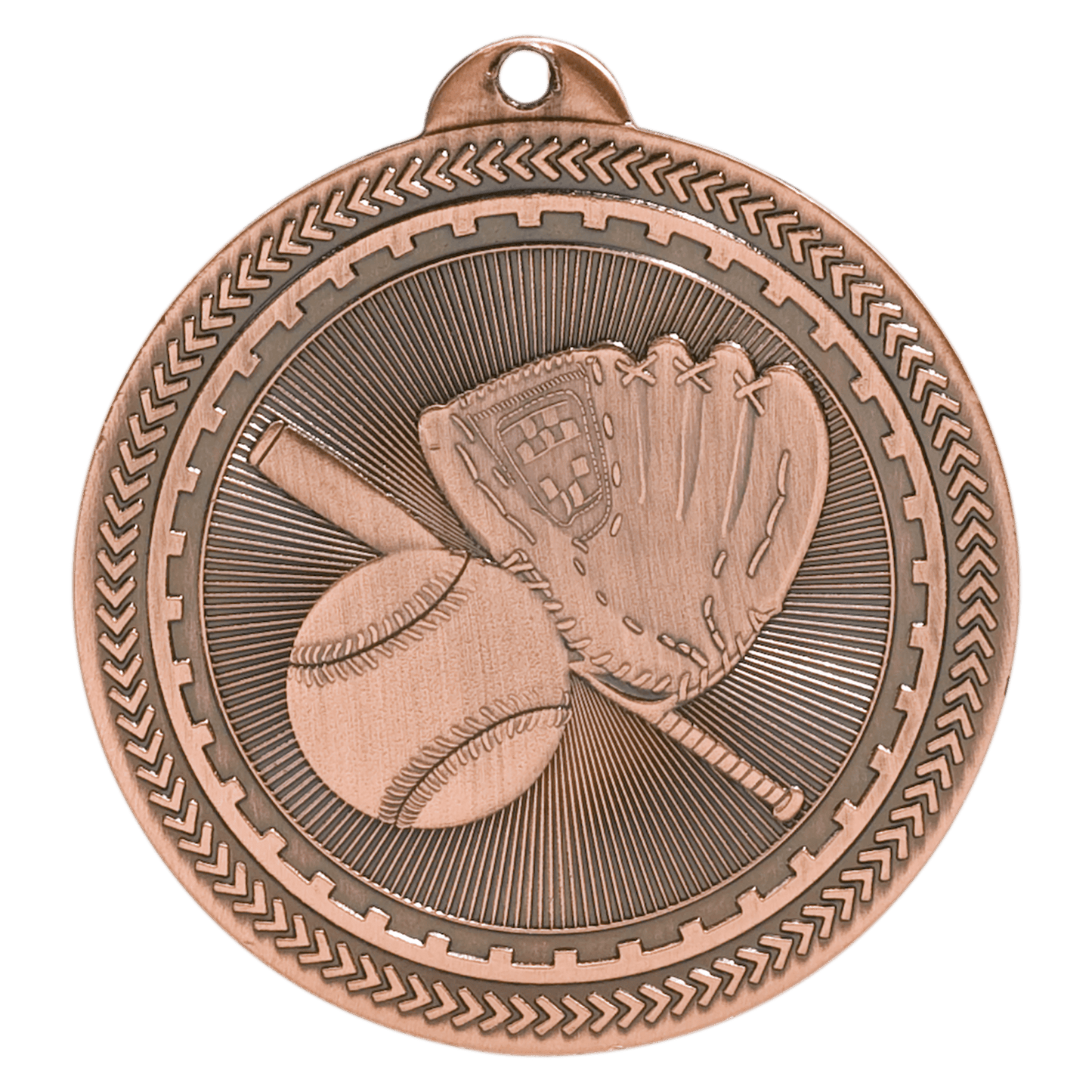 Antique Bronze Baseball/Softball Engravable BriteLazer Medal - 2"
