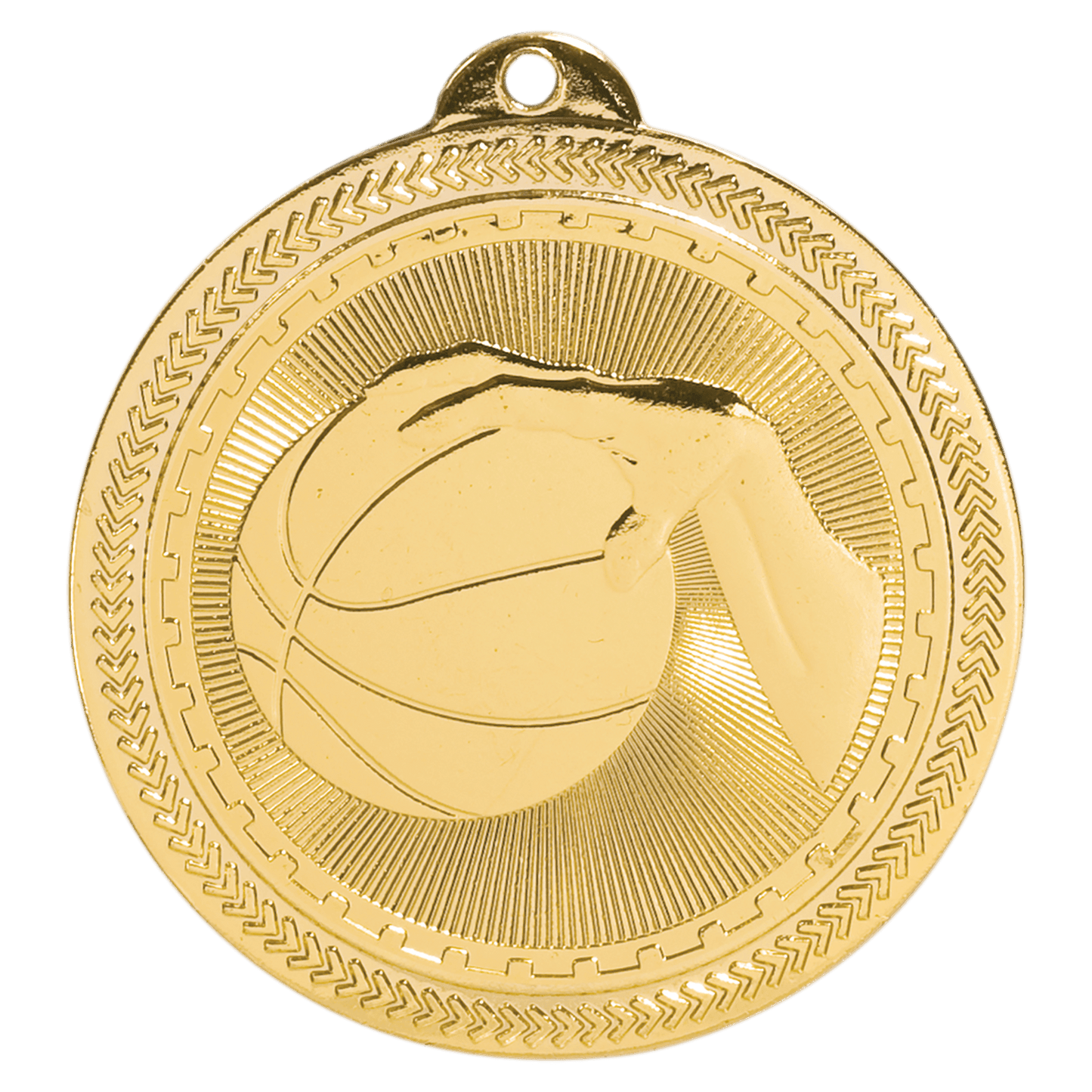 Bright Gold Basketball Engravable BriteLazer Medal - 2"