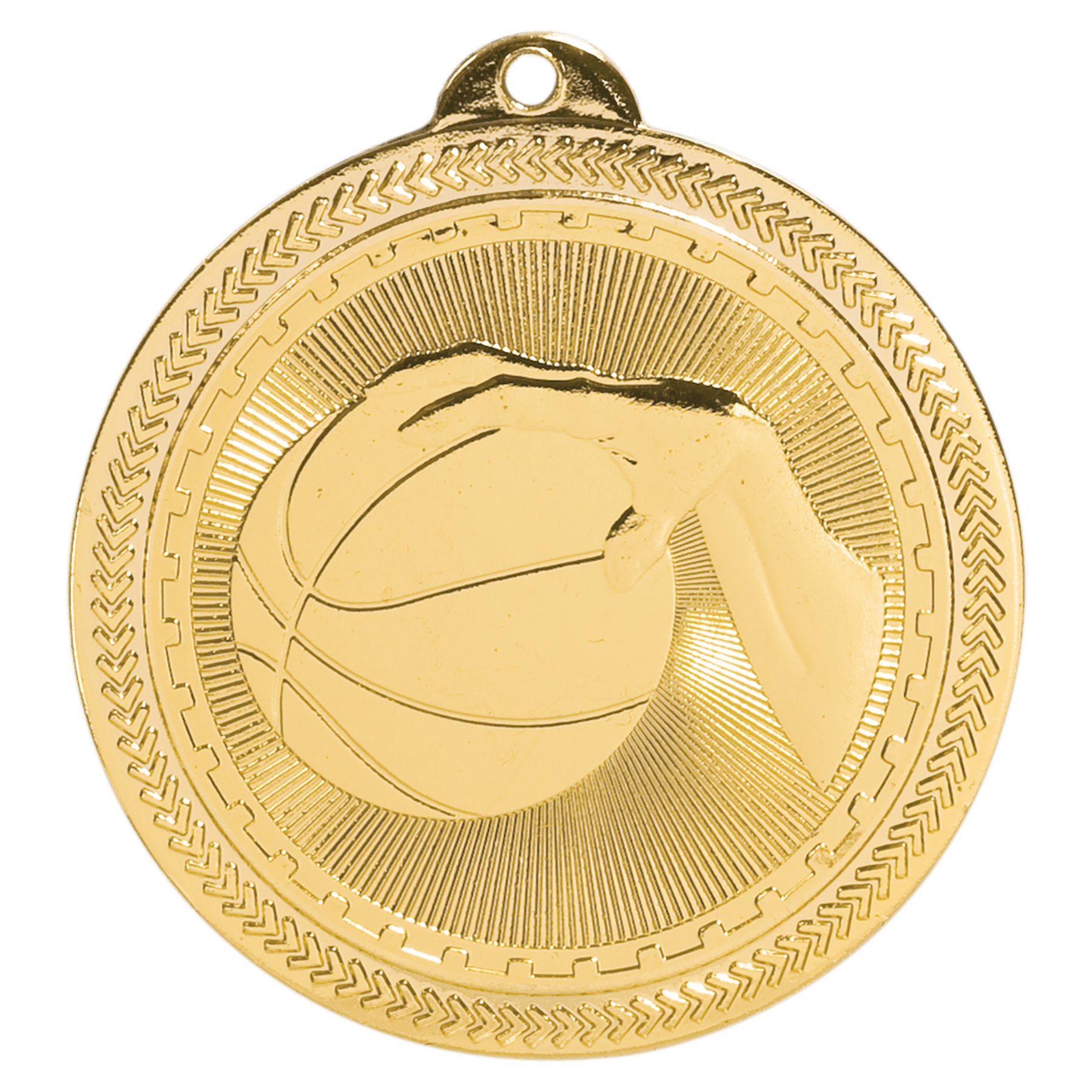 Bright Gold Basketball Engravable BriteLazer Medal - 2"
