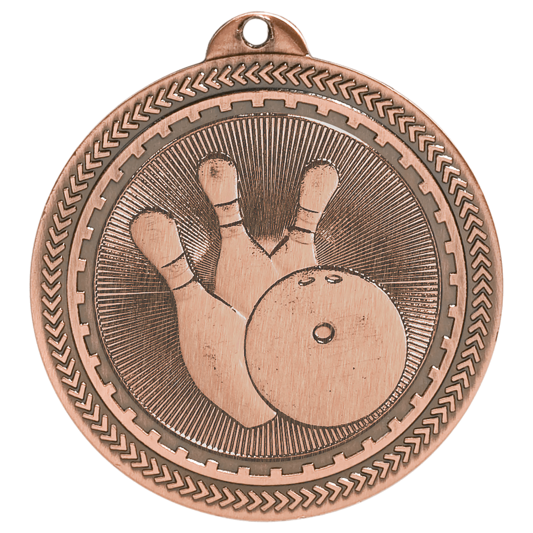 Antique Bronze Bowling Engravable BriteLazer Medal - 2"