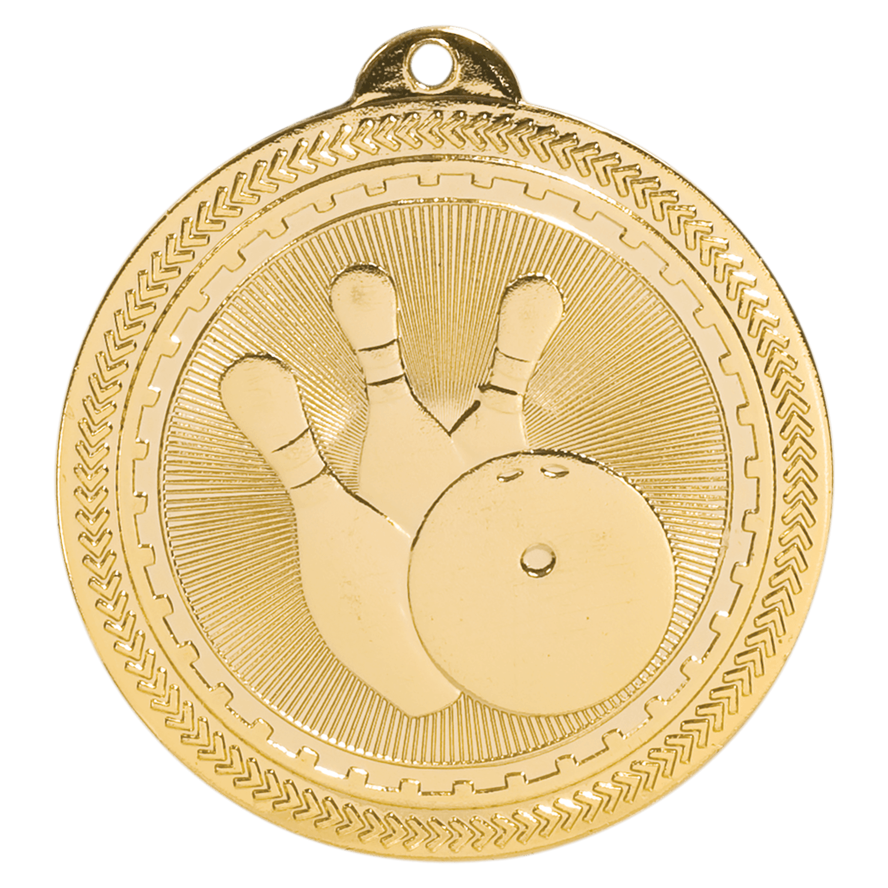 Bright Gold Bowling Engravable BriteLazer Medal - 2"