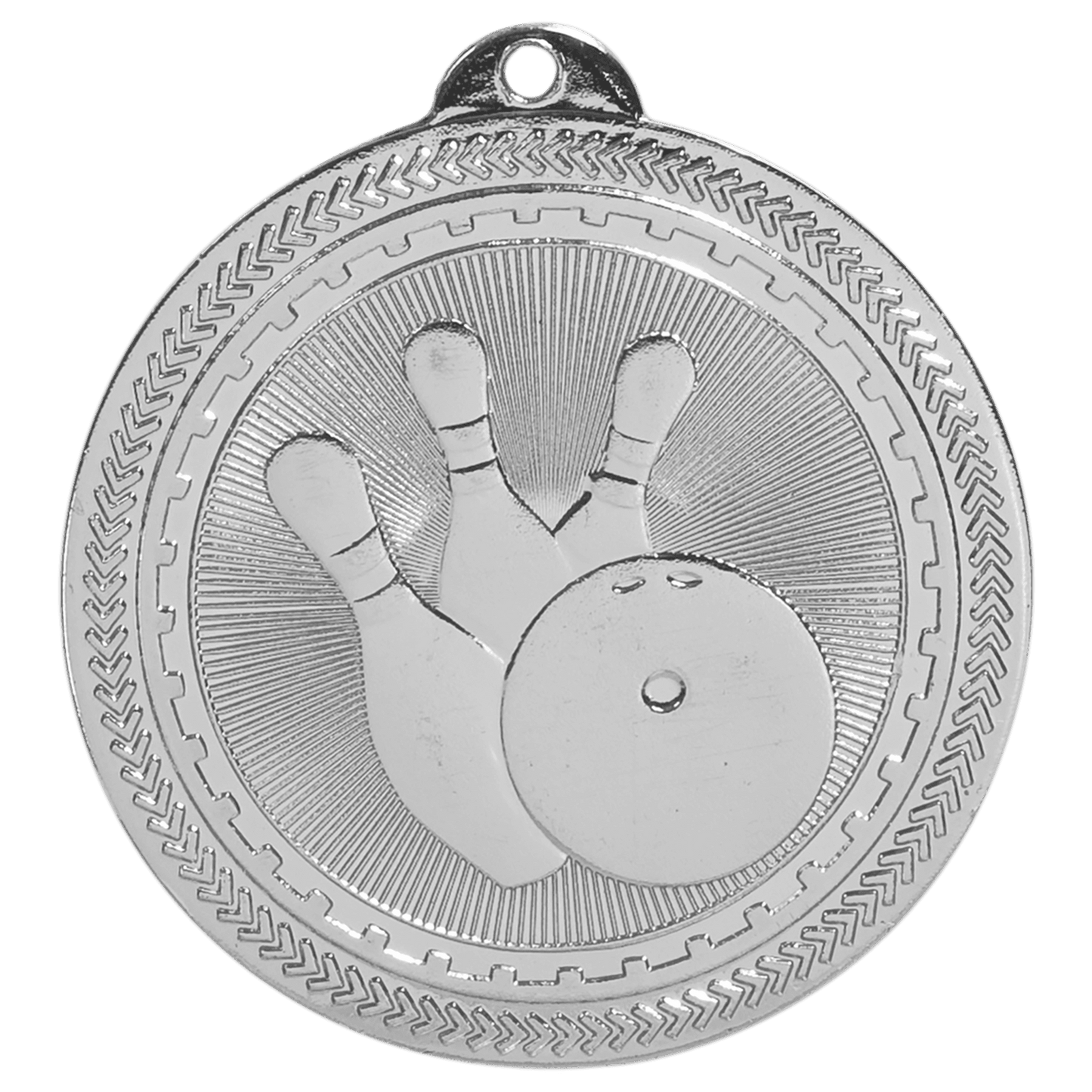 Bright Silver Bowling Engravable BriteLazer Medal - 2"