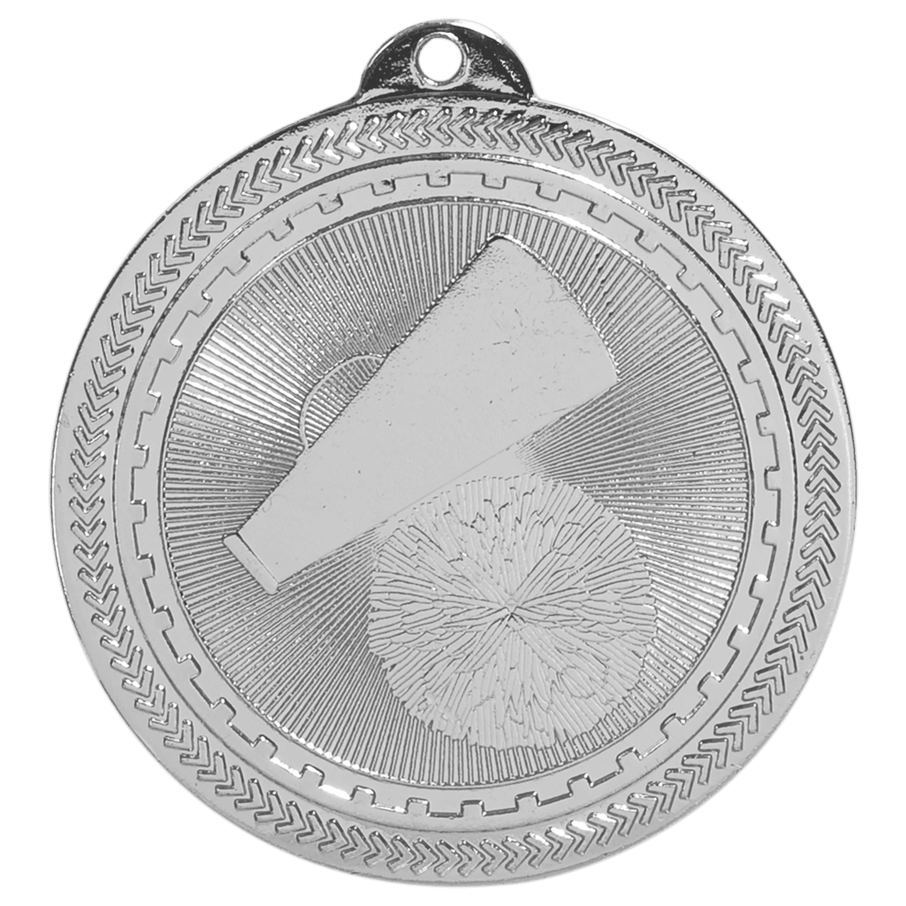 Bright Silver Cheer Engravable BriteLazer Medal - 2"