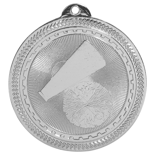 Bright Silver Cheer Engravable BriteLazer Medal - 2"