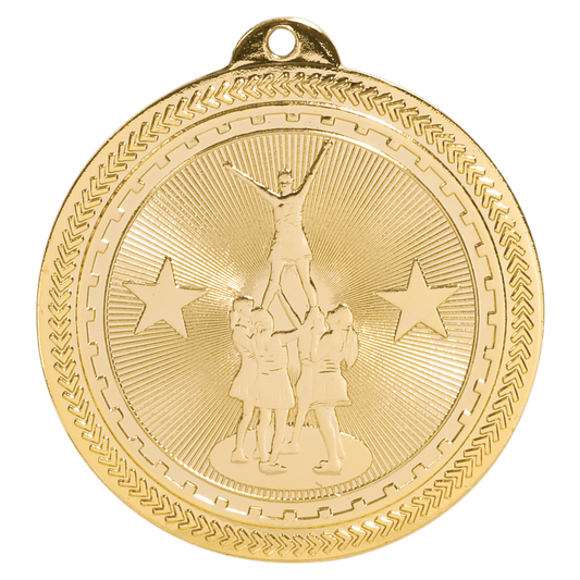 Bright Gold Competitive Cheer Engravable BriteLazer Medal - 2"