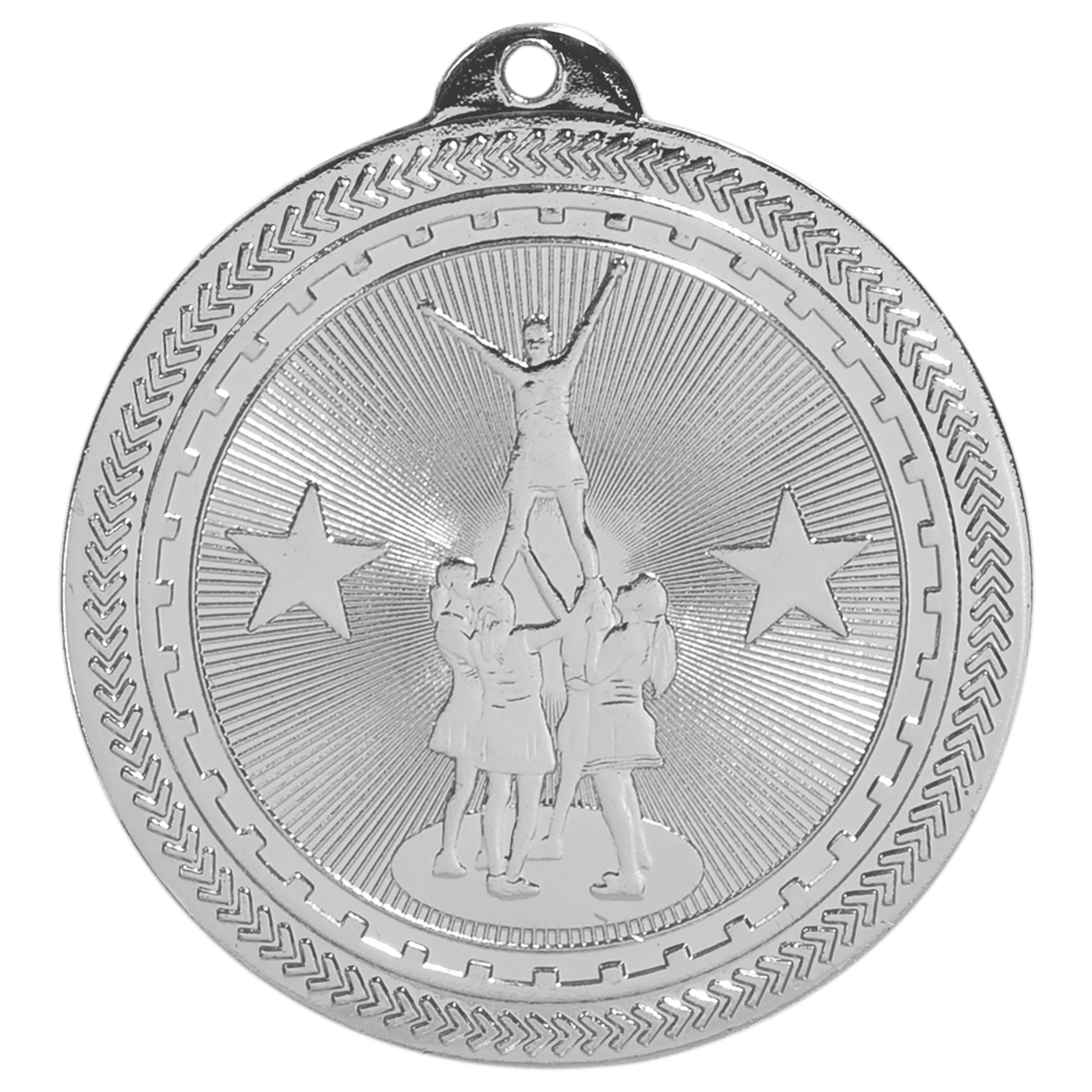 Bright Silver Competitive Cheer Engravable BriteLazer Medal - 2"