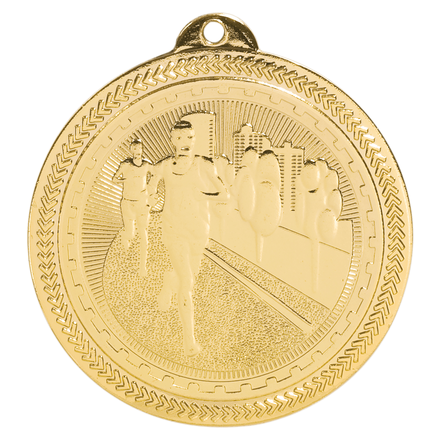 Bright Gold Cross Country Engravable BriteLazer Medal - 2"