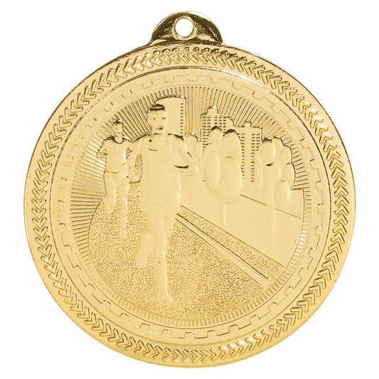 Bright Gold Cross Country Engravable BriteLazer Medal - 2"