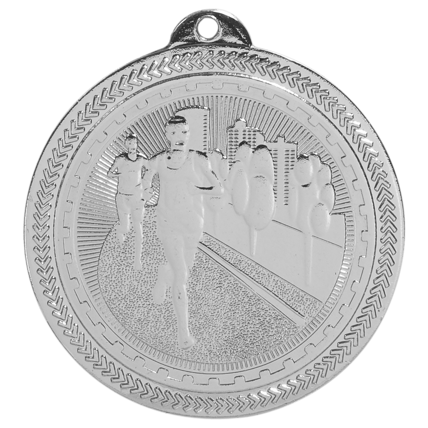 Bright Silver Cross Country Engravable BriteLazer Medal - 2"