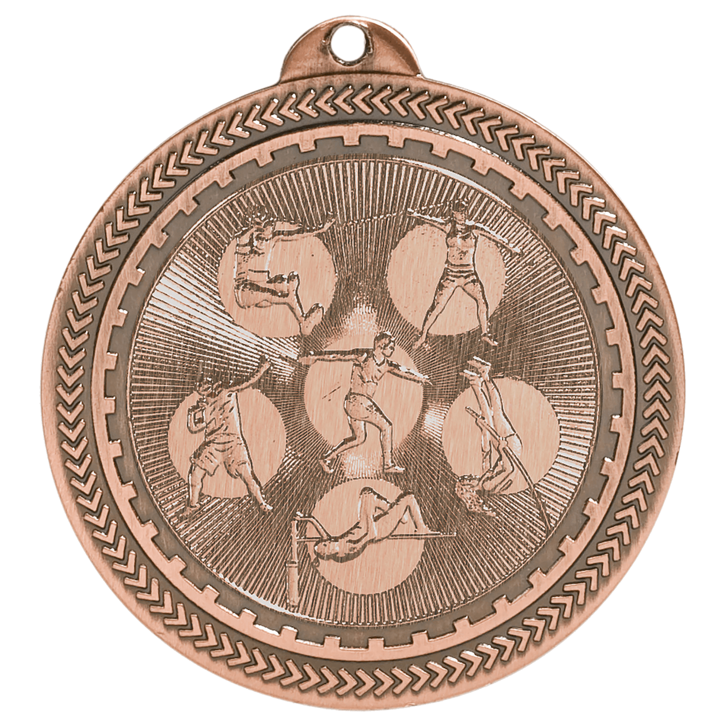 Antique Bronze Field Events Engravable BriteLazer Medal - 2"
