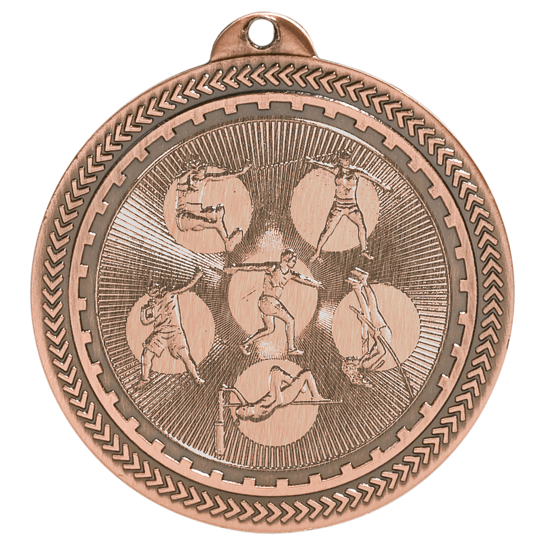 Antique Bronze Field Events Engravable BriteLazer Medal - 2"