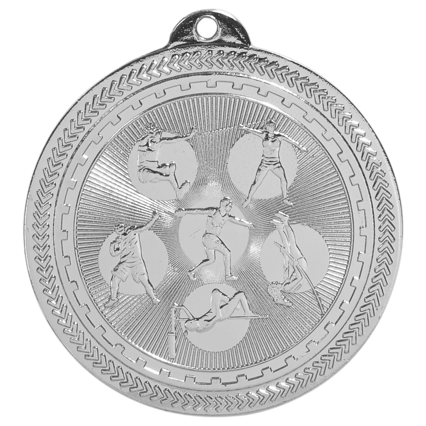 Bright Silver Field Events Engravable BriteLazer Medal - 2"