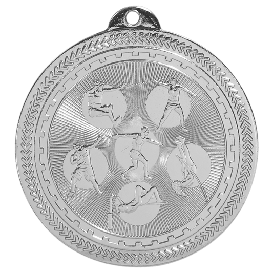 Bright Silver Field Events Engravable BriteLazer Medal - 2"