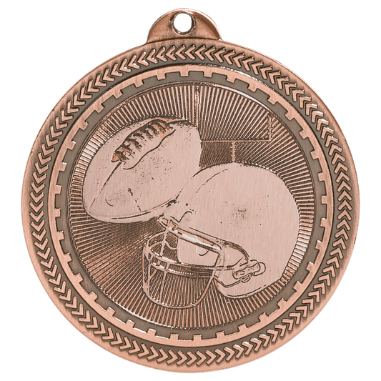 Antique Bronze Football Engravable BriteLazer Medal - 2"