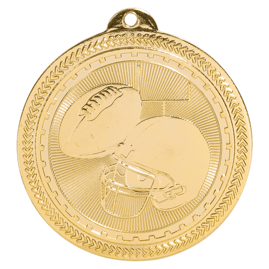 Bright Gold Football Engravable BriteLazer Medal - 2"