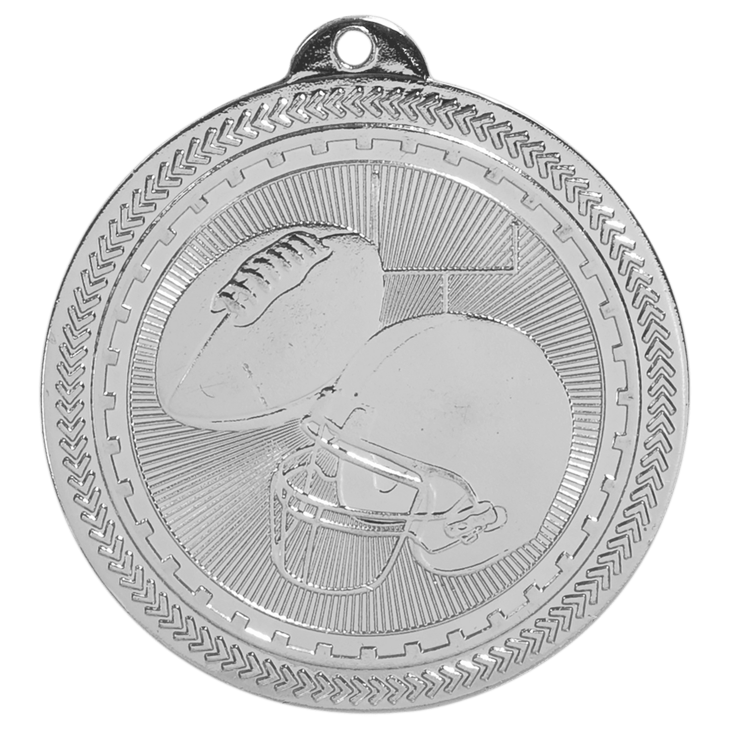 Bright Silver Football Engravable BriteLazer Medal - 2"