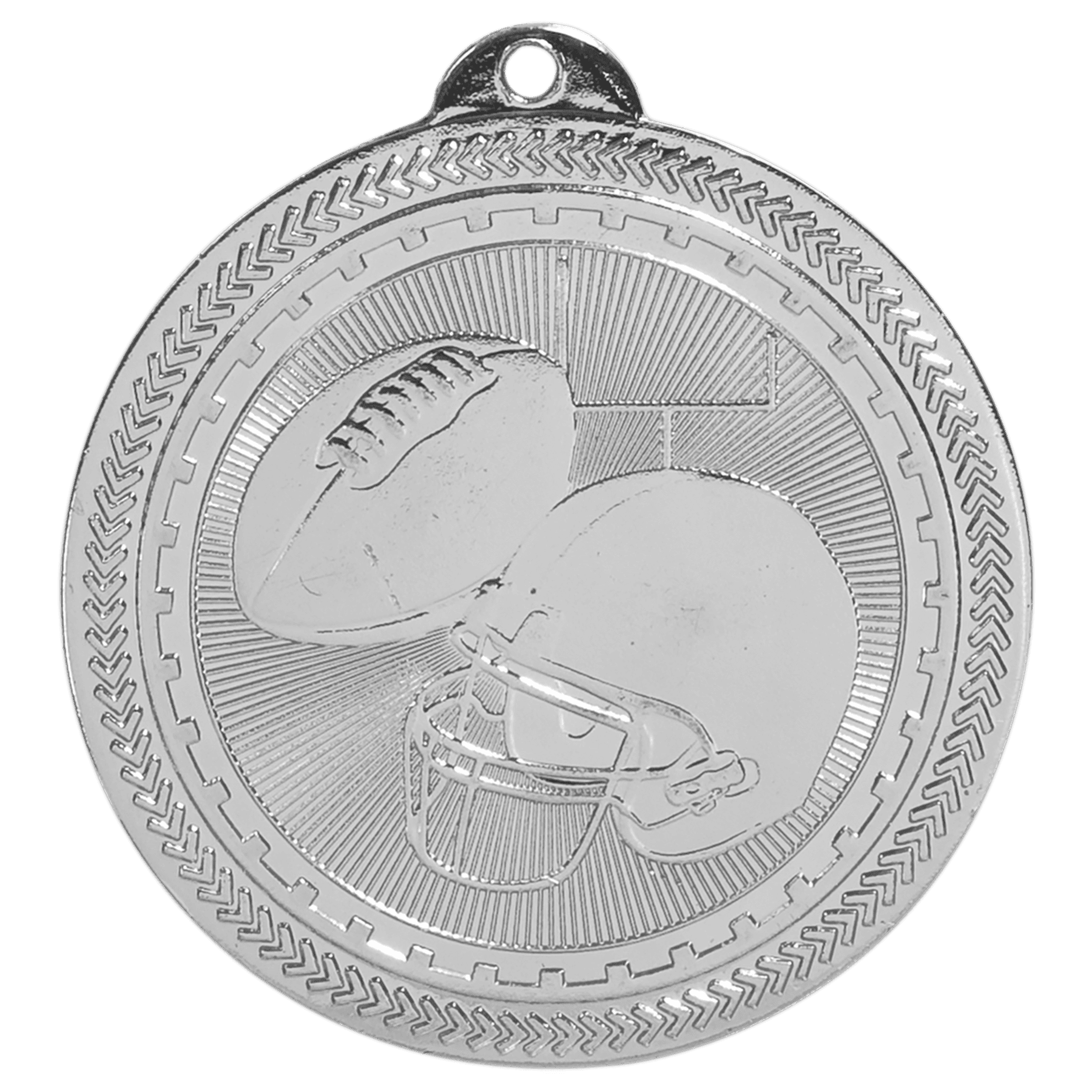 Bright Silver Football Engravable BriteLazer Medal - 2"
