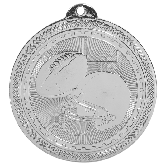 2" Bright Silver Football Laserable BriteLazer Medal
