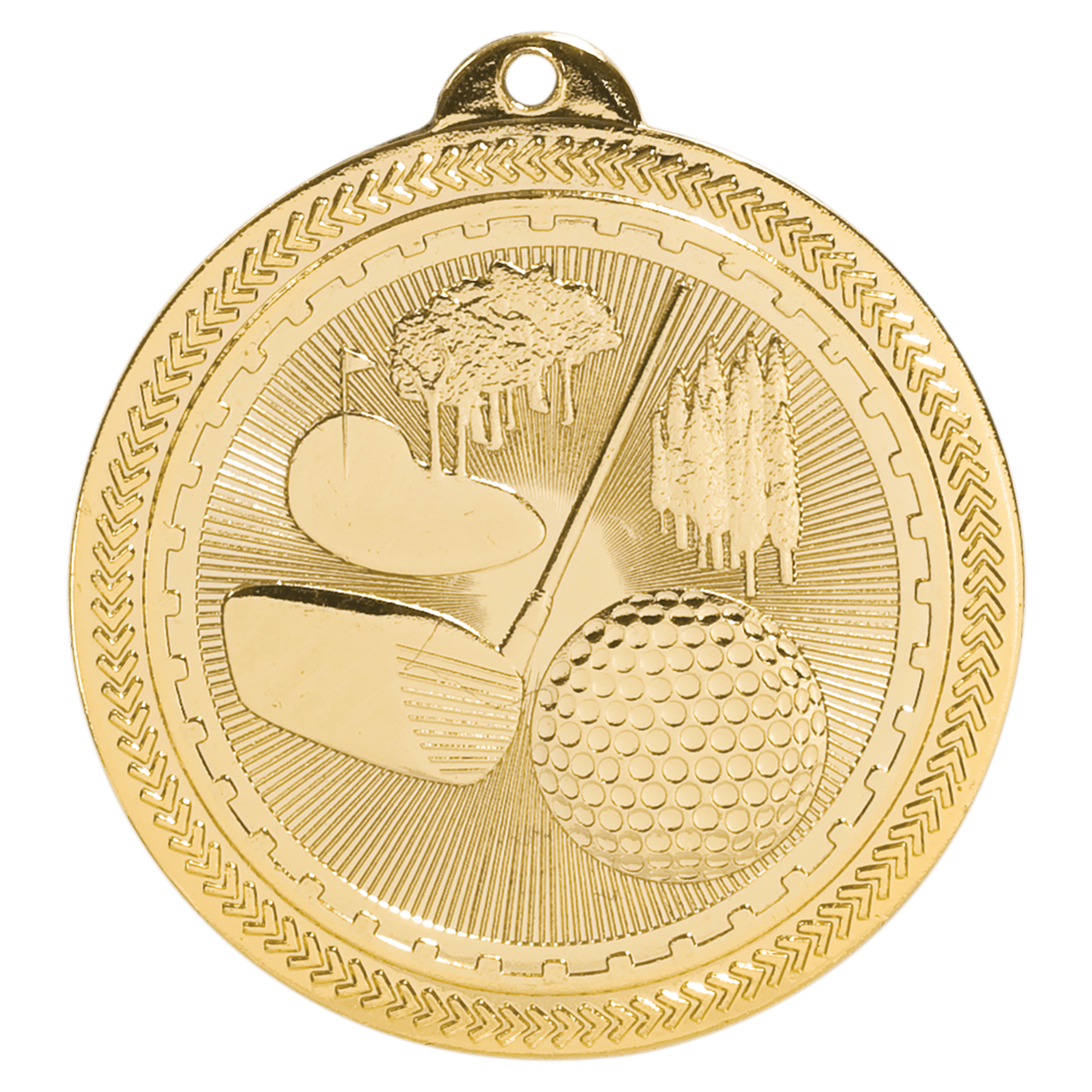 Bright Gold Golf Engravable BriteLazer Medal - 2"