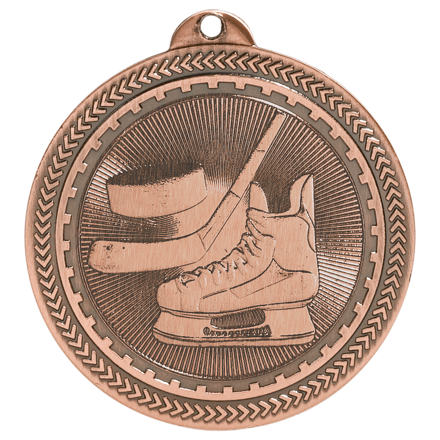 Antique Bronze Hockey Engravable BriteLazer Medal - 2"