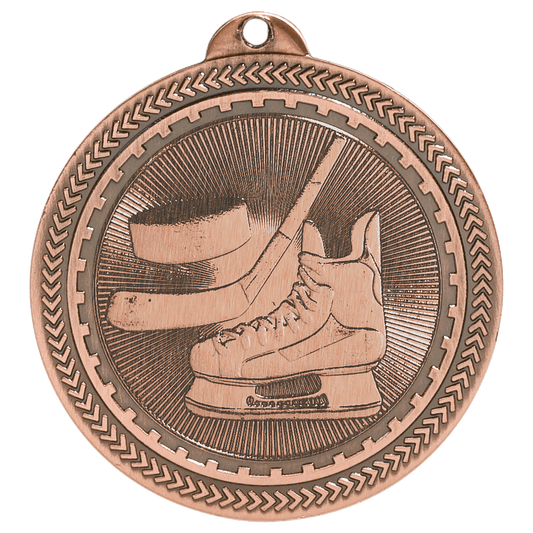 Antique Bronze Hockey Engravable BriteLazer Medal - 2"