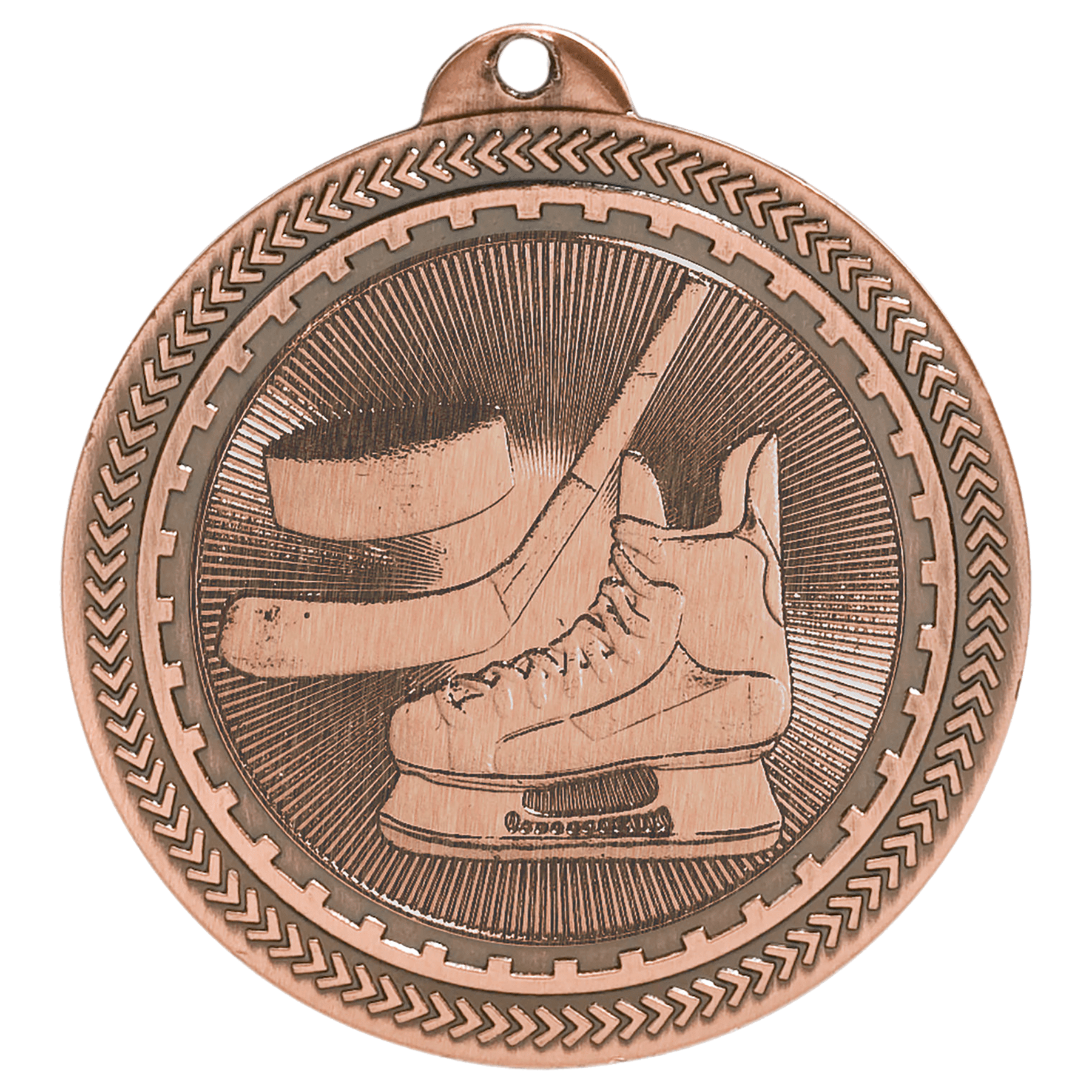 2" Antique Bronze Hockey Laserable BriteLazer Medal