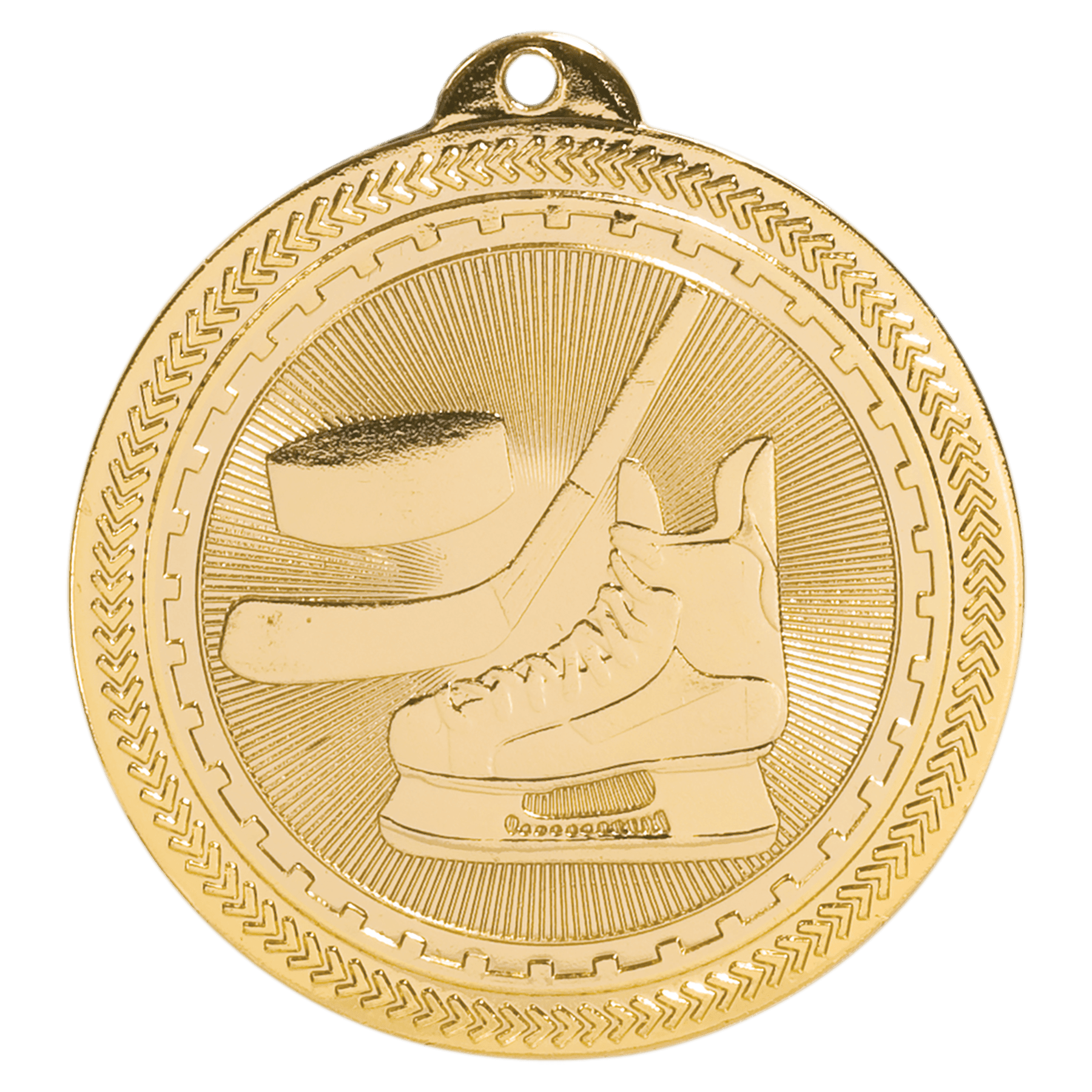 Bright Gold Hockey Engravable BriteLazer Medal - 2"