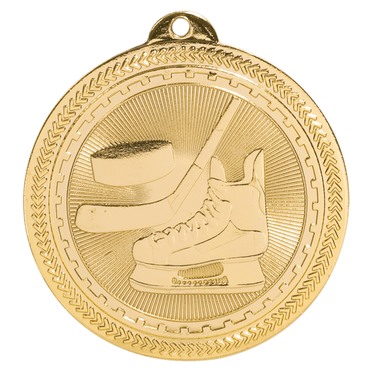 2" Bright Gold Hockey Laserable BriteLazer Medal