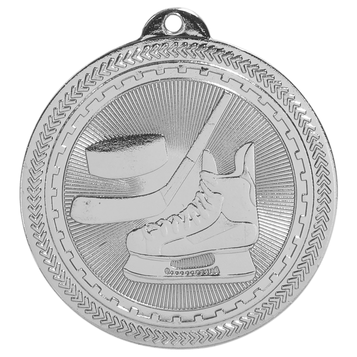 Bright Silver Hockey Engravable BriteLazer Medal - 2"