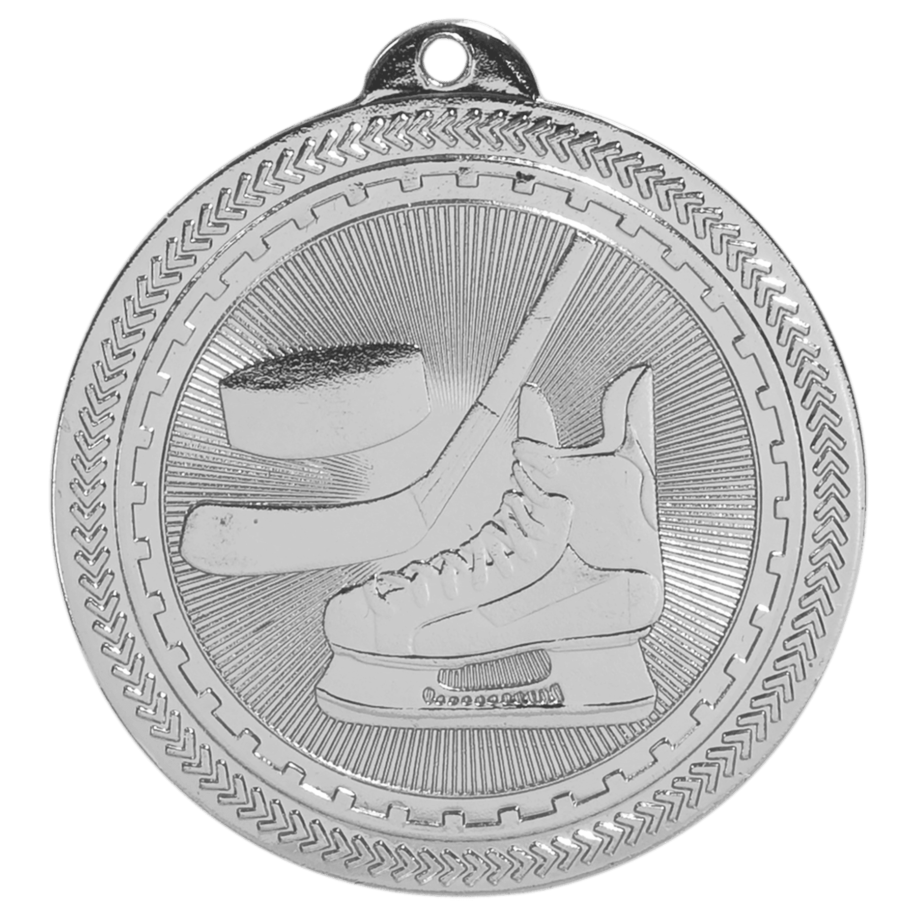 Bright Silver Hockey Engravable BriteLazer Medal - 2"