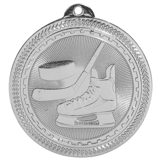 Bright Silver Hockey Engravable BriteLazer Medal - 2"