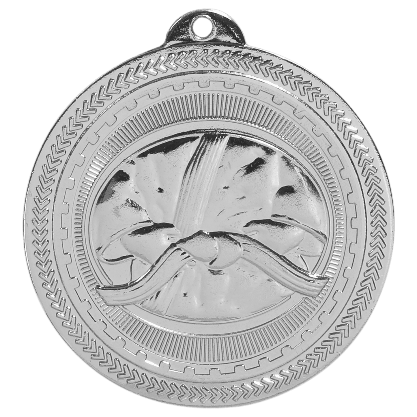 Bright Silver Martial Arts Engravable BriteLazer Medal - 2"