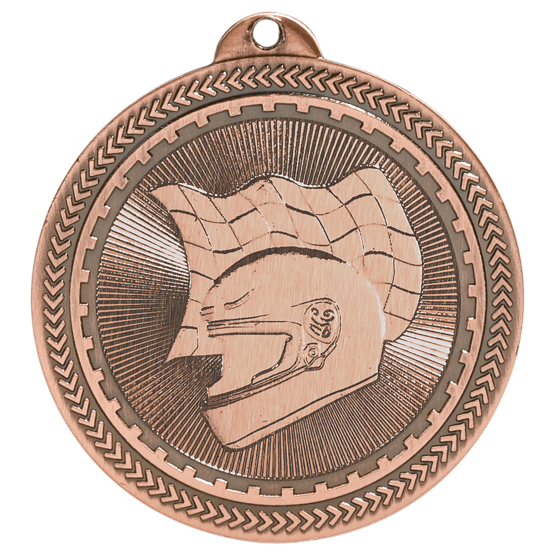Antique Bronze Racing Engravable BriteLazer Medal - 2"