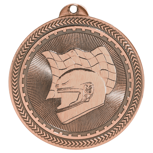 2" Antique Bronze Racing Laserable BriteLazer Medal