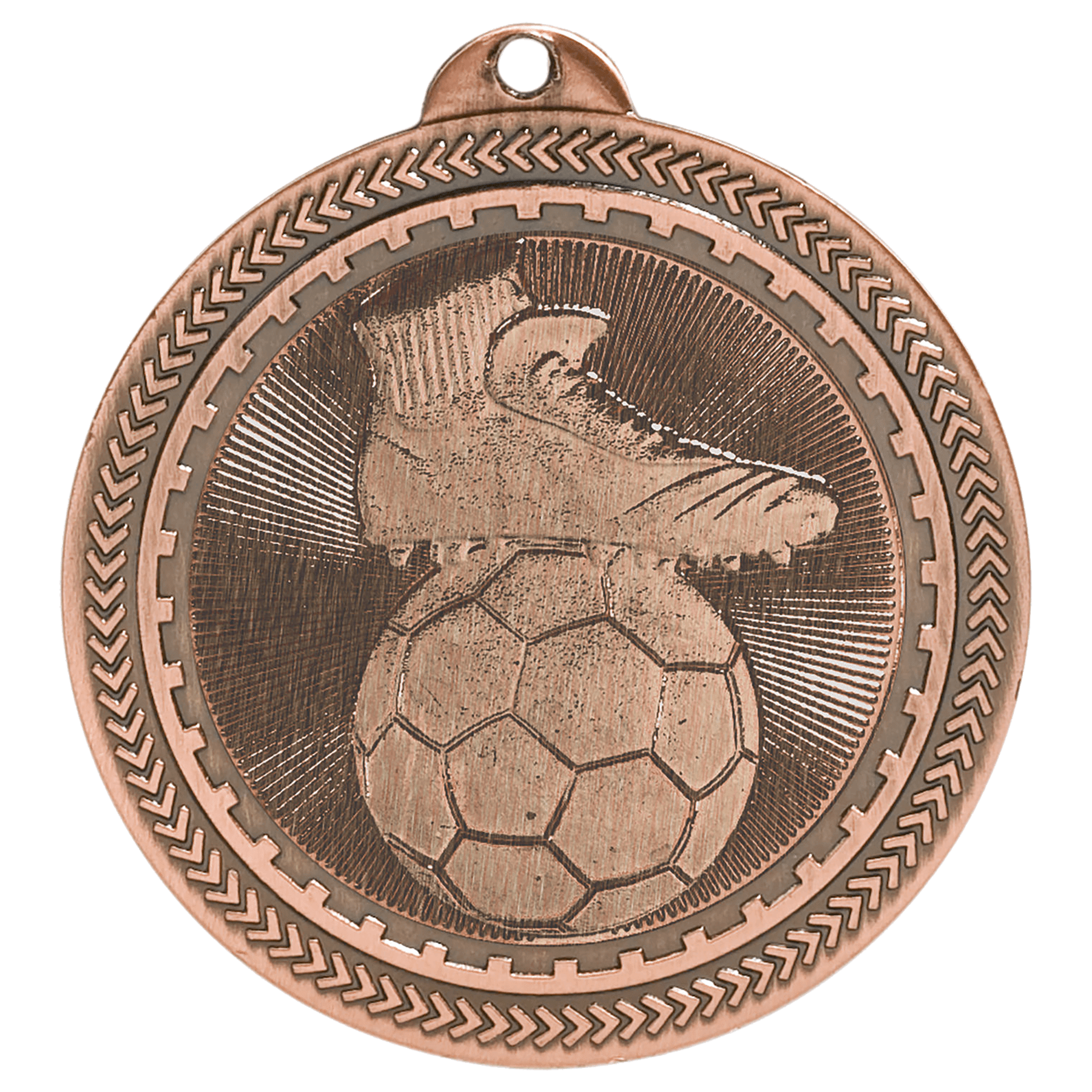 Antique Bronze Soccer Engravable BriteLazer Medal - 2"