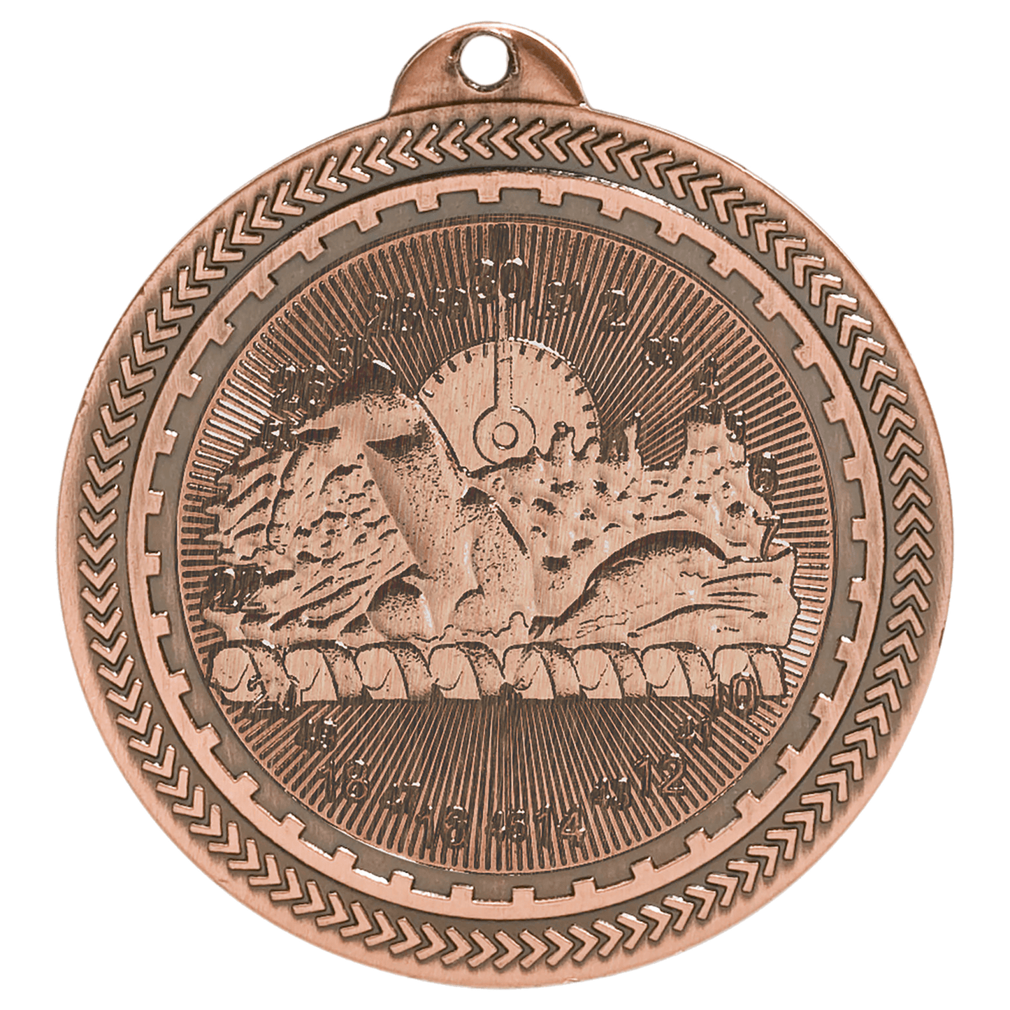 Antique Bronze Swimming Engravable BriteLazer Medal - 2"