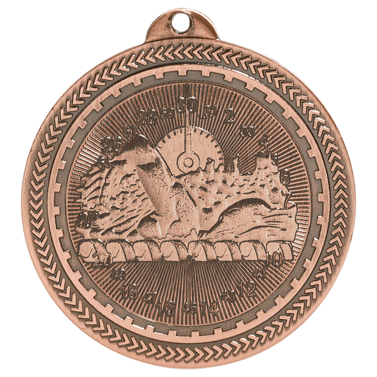 Antique Bronze Swimming Engravable BriteLazer Medal - 2"