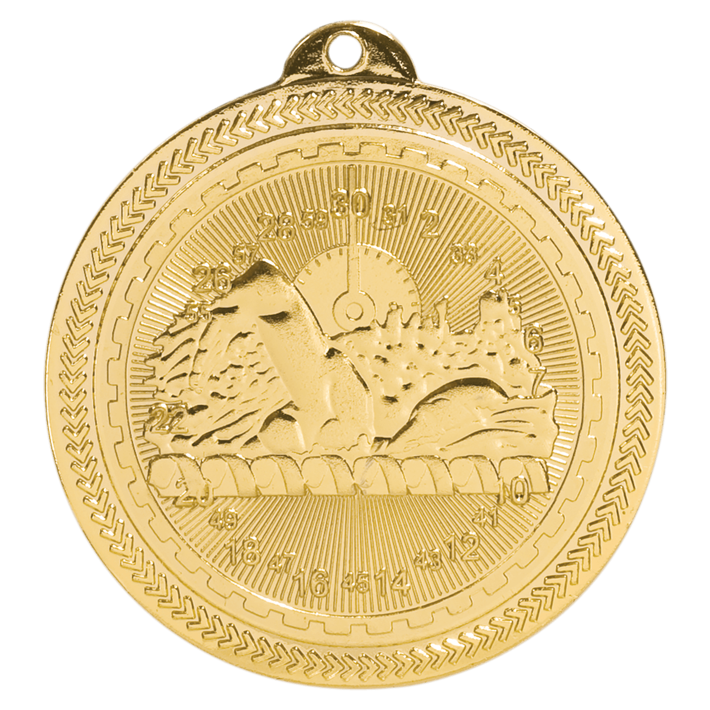 Bright Gold Swimming Engravable BriteLazer Medal - 2"